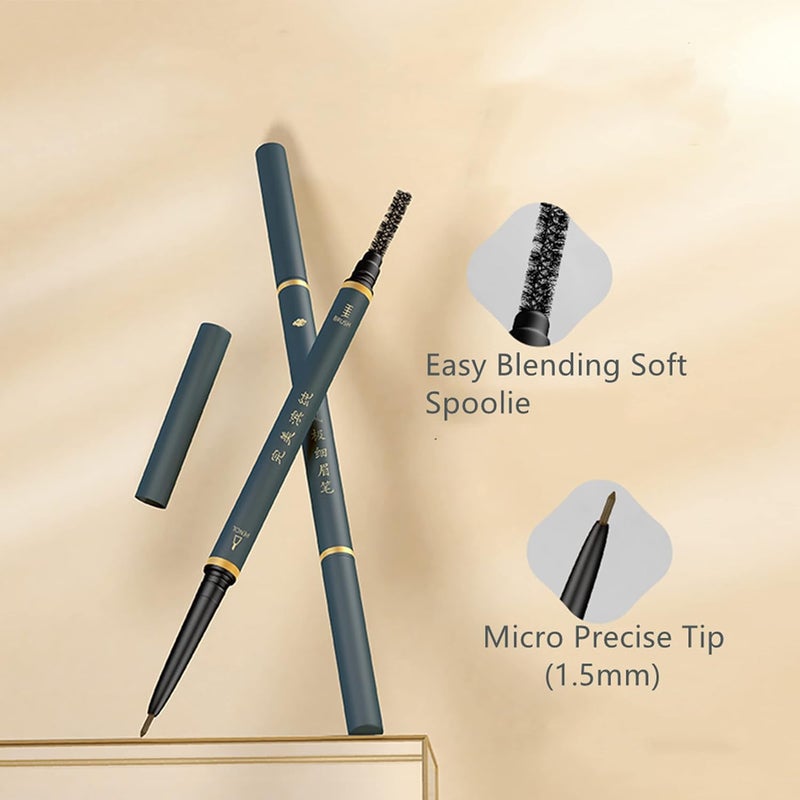 BECHY 3 Pack of Waterproof Eyebrow Pencil,Professional Makeup Micro Brow Pencil,Brow Kit with Eyebrow Brush and Razor,Ultra-Fine Mechanical Pencil (Black) - Image 5
